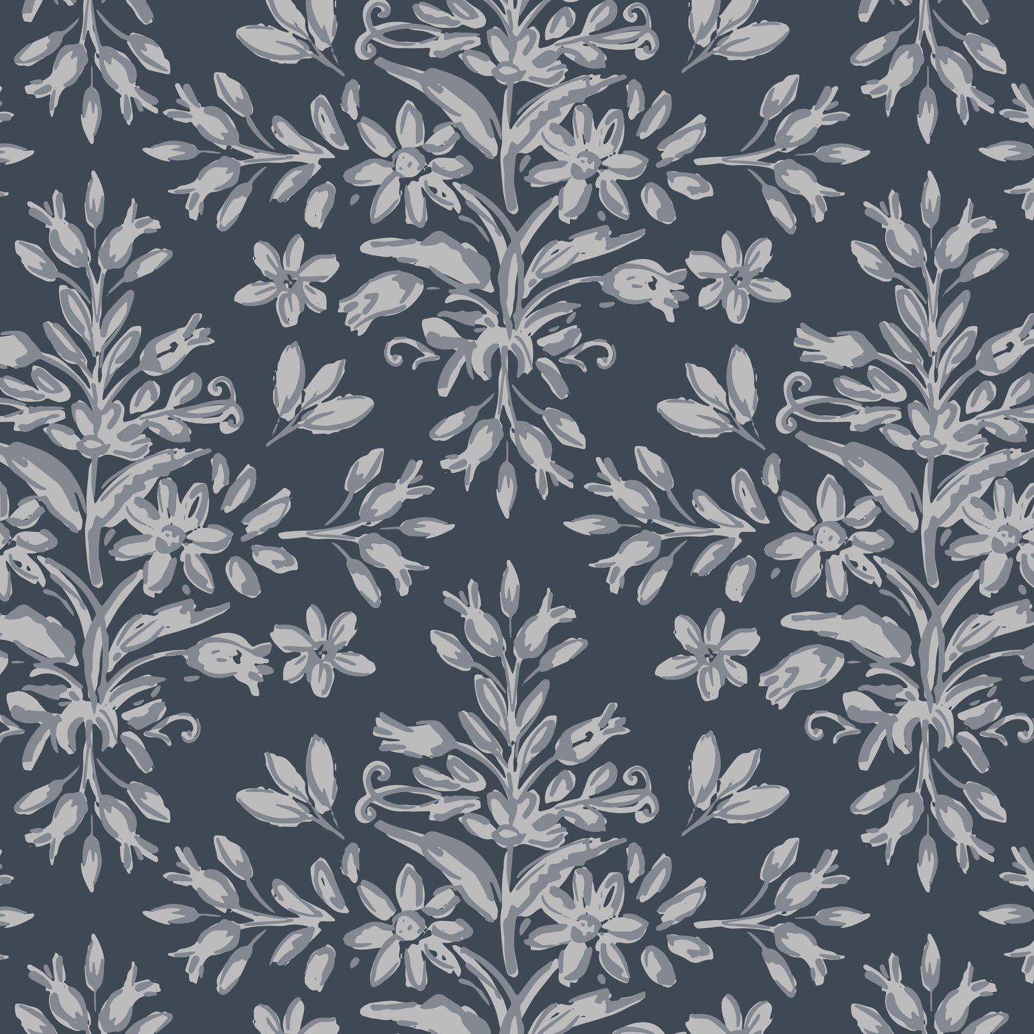 Rustic Lacy Wallpaper in Navy Blue in a closeup view