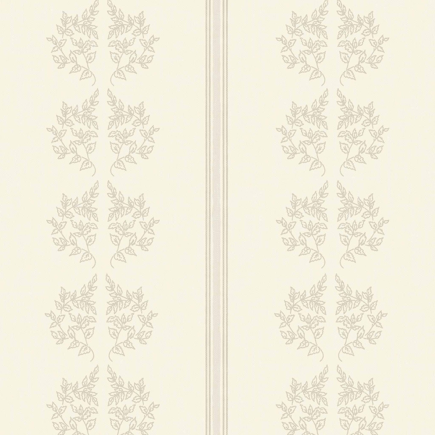 Vintage Branches and Stripes Wallpaper in Butter shown up close.