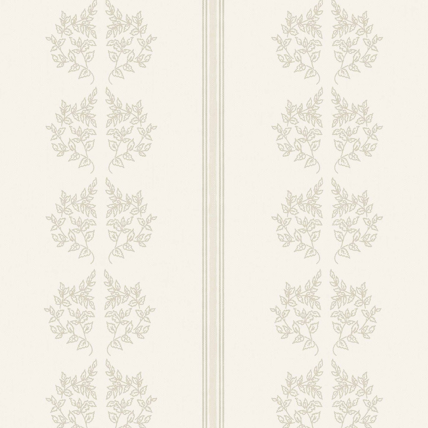 Vintage Branches and Stripes Wallpaper in Cream shown up close.