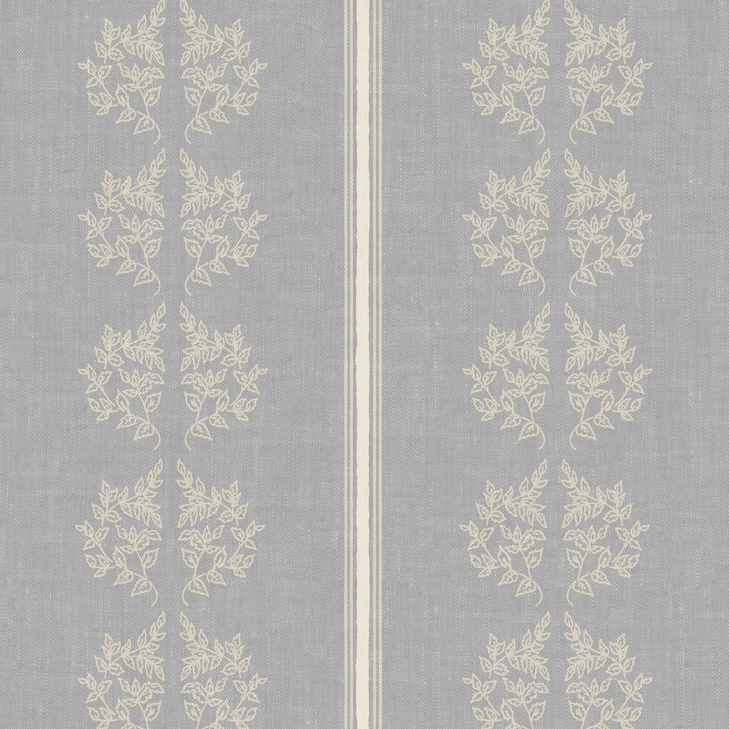 Vintage Branches and Stripes Wallpaper in Dove Gray shown close up.