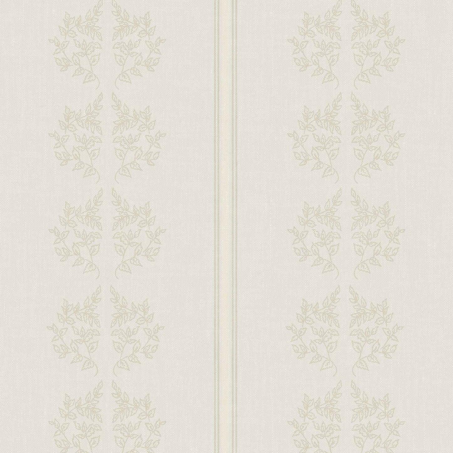 Vintage Branches and Stripes Wallpaper in Ivory shown up close.