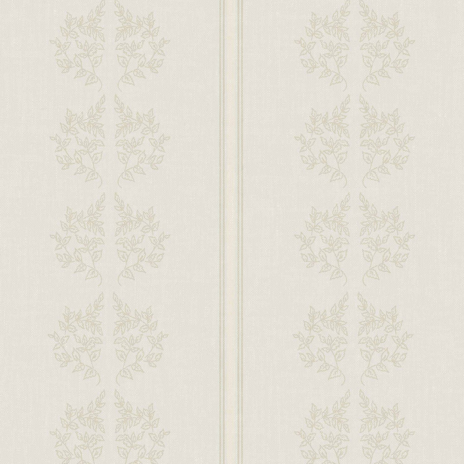 Vintage Branches and Stripes Wallpaper in Ivory shown up close.