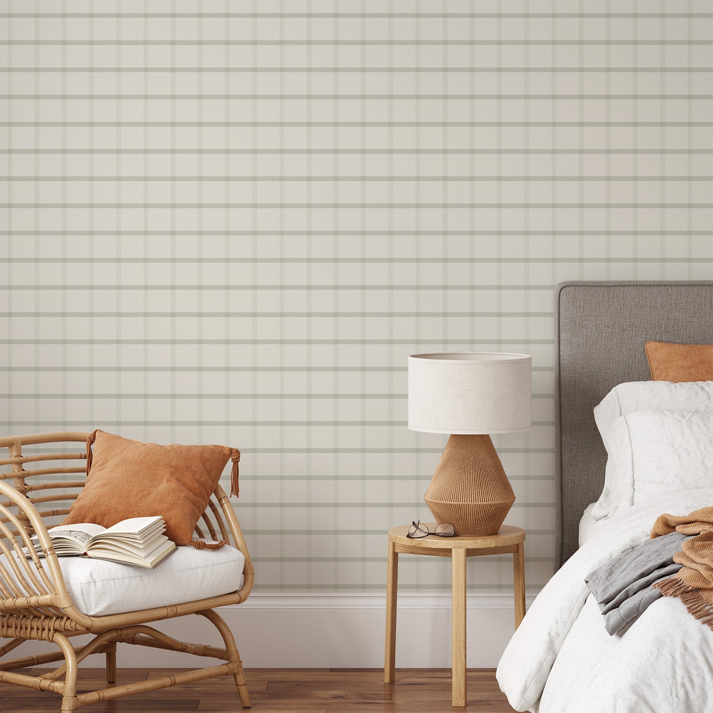 Simple Plaid Wallpaper - Sage