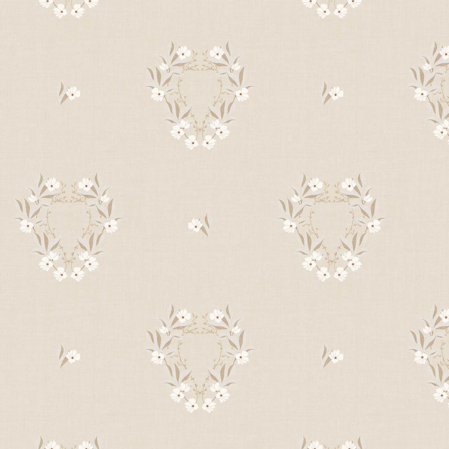 Closeup view of our Botanical Laurel Wreath Wallpaper in Sand