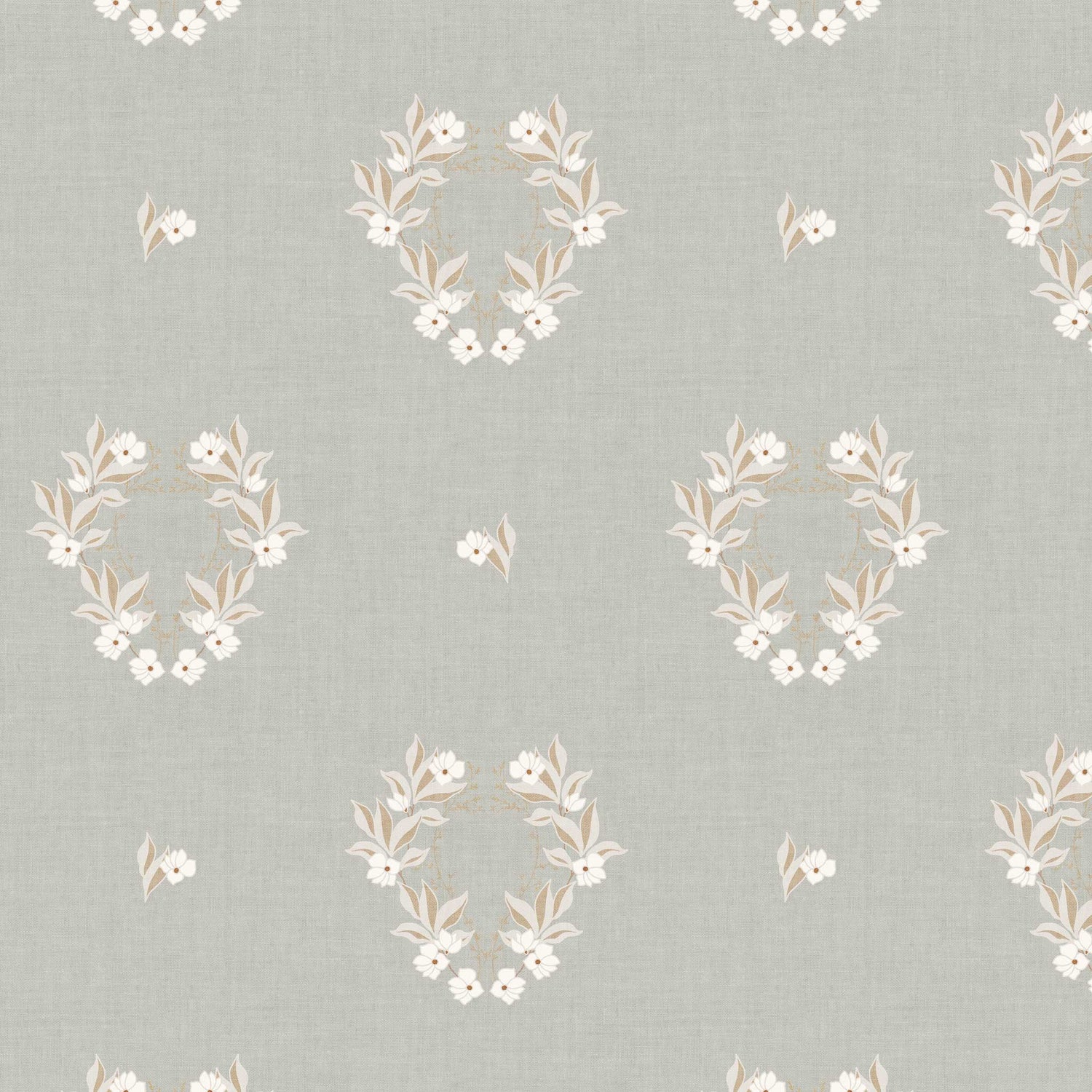 Closeup view of our Botanical Laurel Wreath Wallpaper in Gray Sage