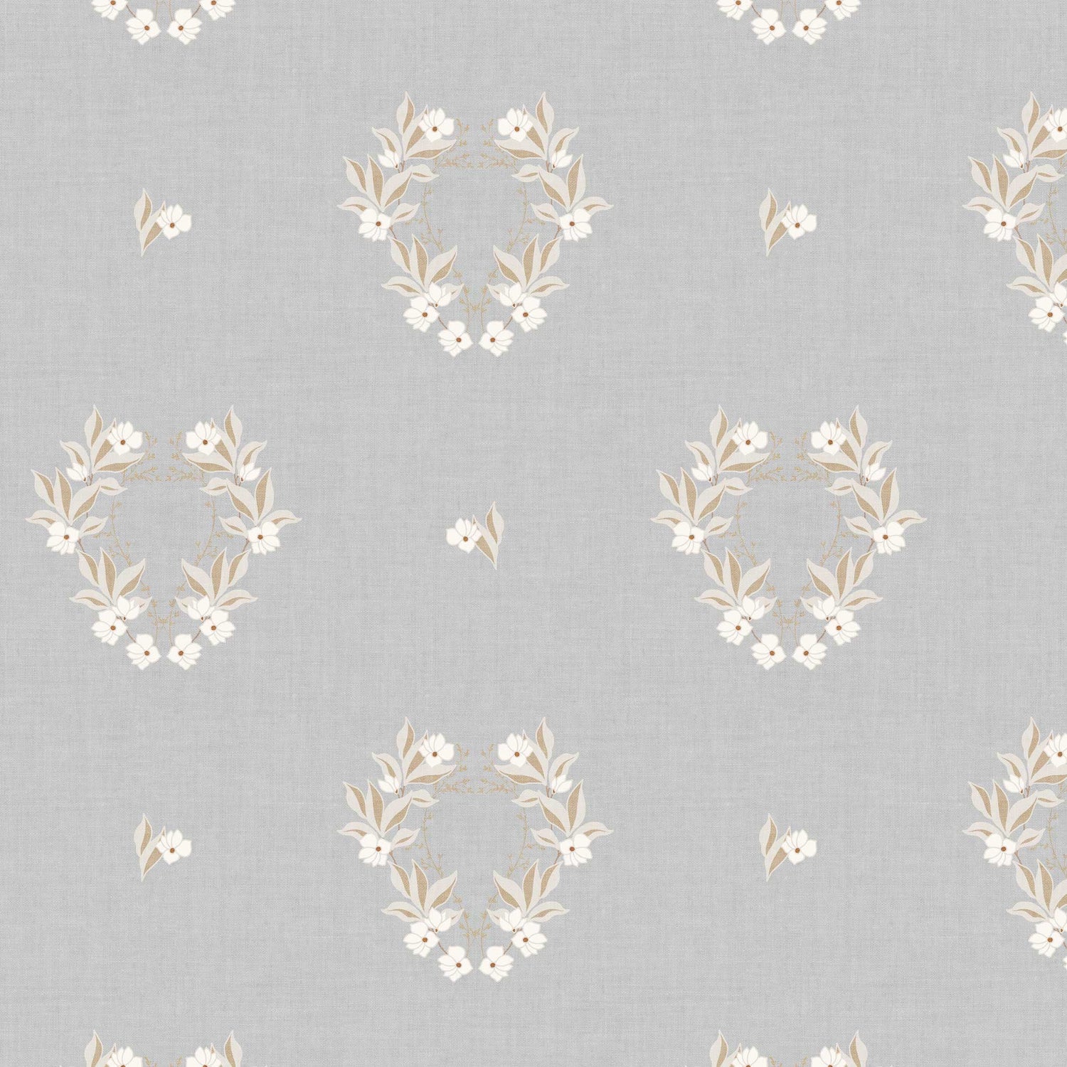 Closeup view of our Botanical Laurel Wreath Wallpaper in Gray