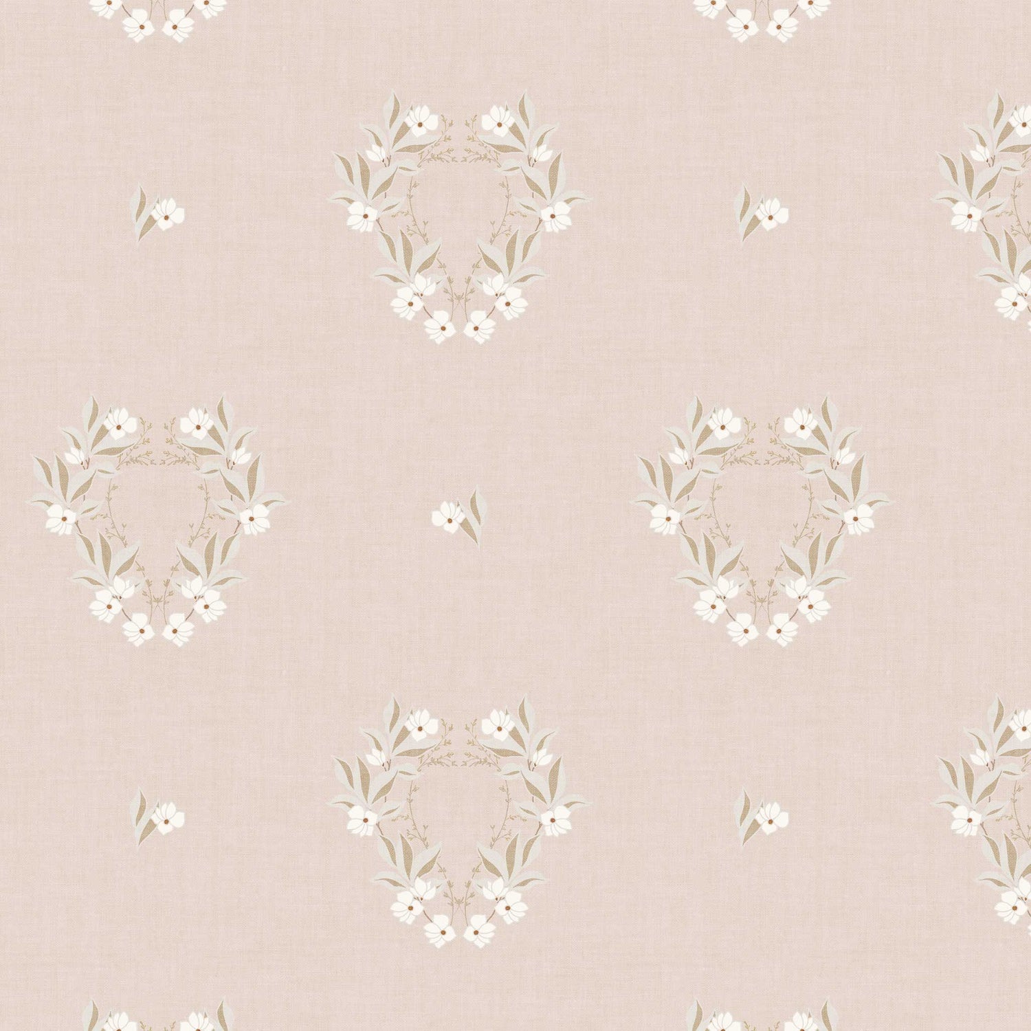 Closeup of our Botanical Laurel Wreath Wallpaper in Soft Pink