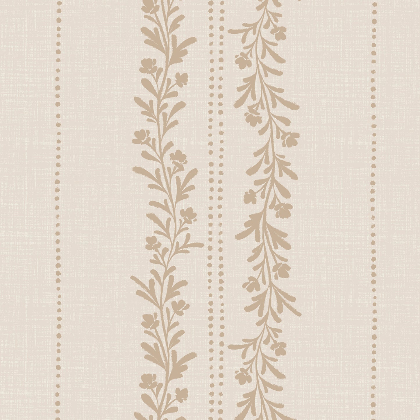 Timeless Florals Wallpaper in Tan shown close up.