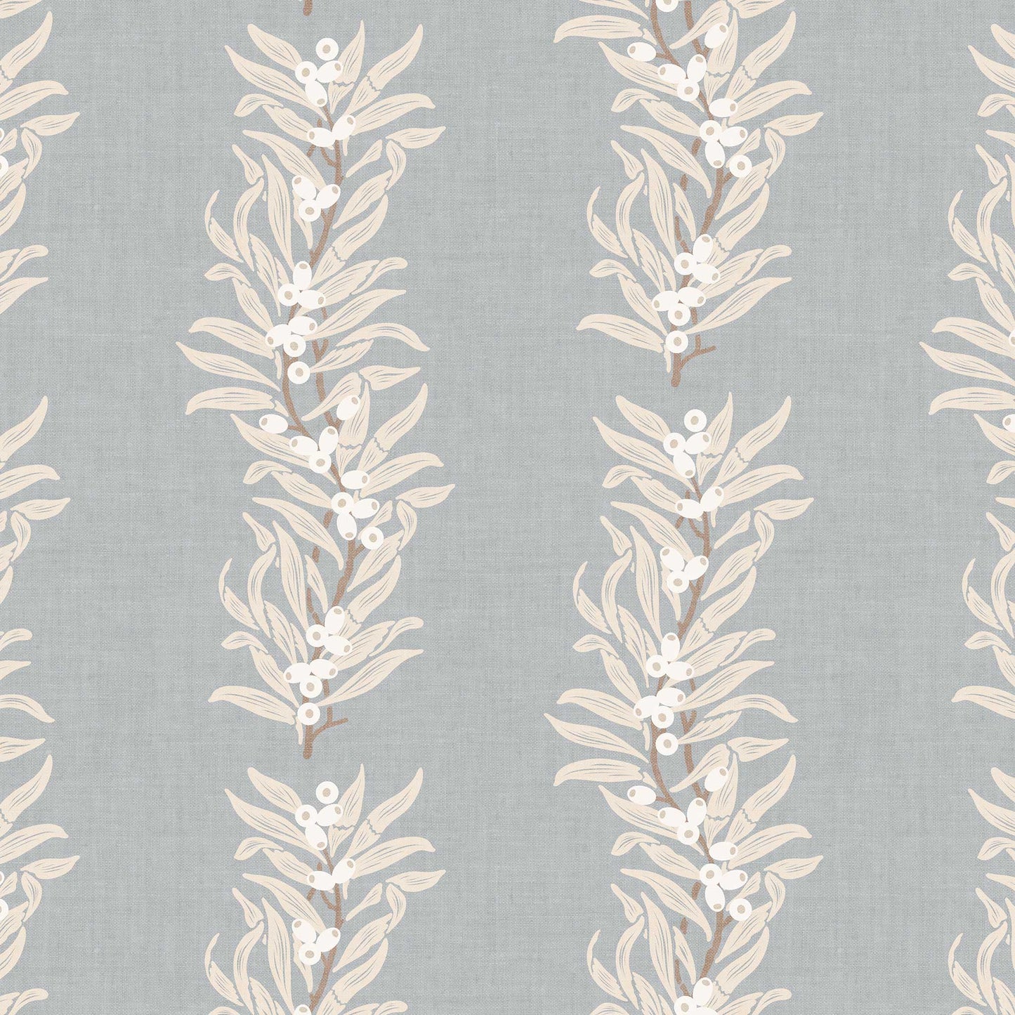 Closeup view of our Vining Berries Wallpaper in Powder Blue