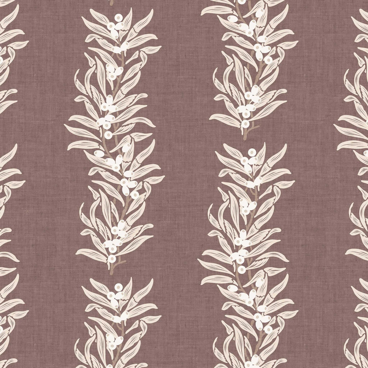 Close up view of our Vining Berries Wallpaper in Old Burgundy