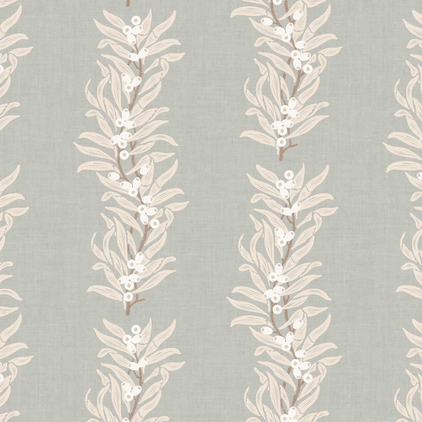 Closeup view of our Vining Berries Wallpaper in Cloudy Sea