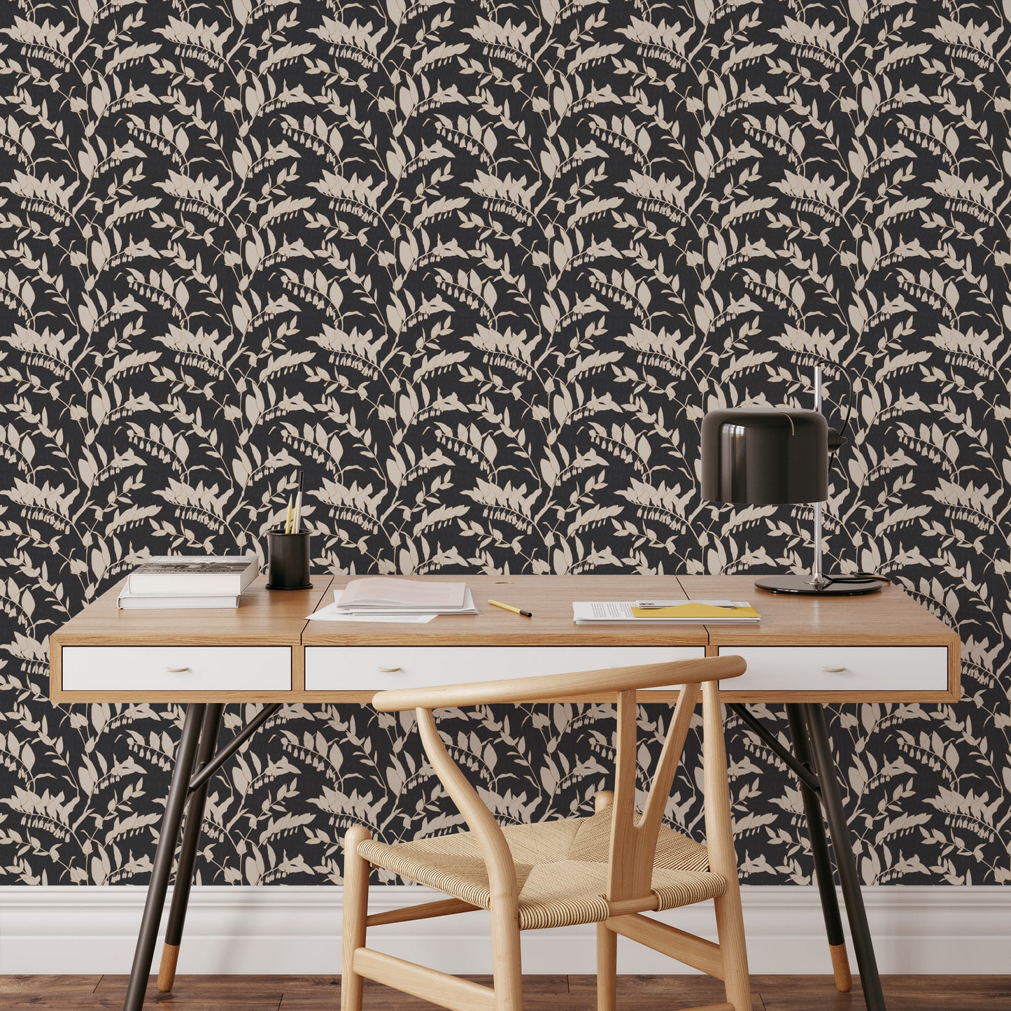 Vines Wallpaper in Charcoal adds an appreciation of understated chicness to any interior, offering a funky and moody essence to any space it graces. Its unassuming yet stylish design is perfect for those who value subtlety and sophistication.