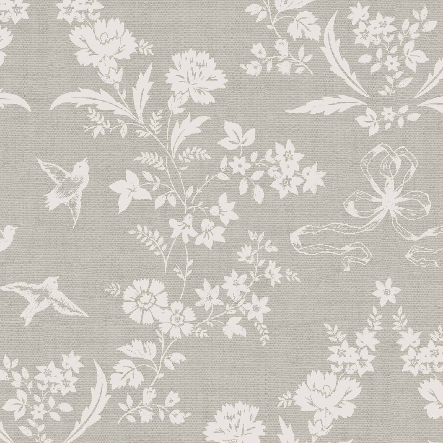 Coquette Vintage Garden Wallpaper in Soft Olive shown up close.