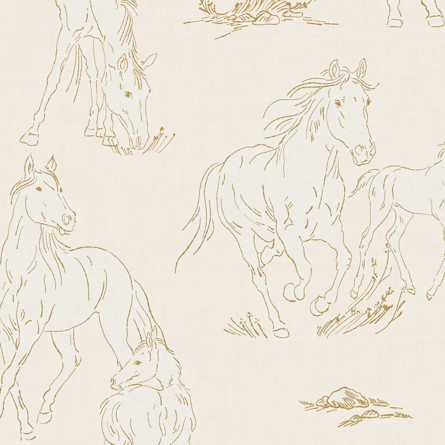 Closeup of Vintage Charm Horses Wallpaper - Shell