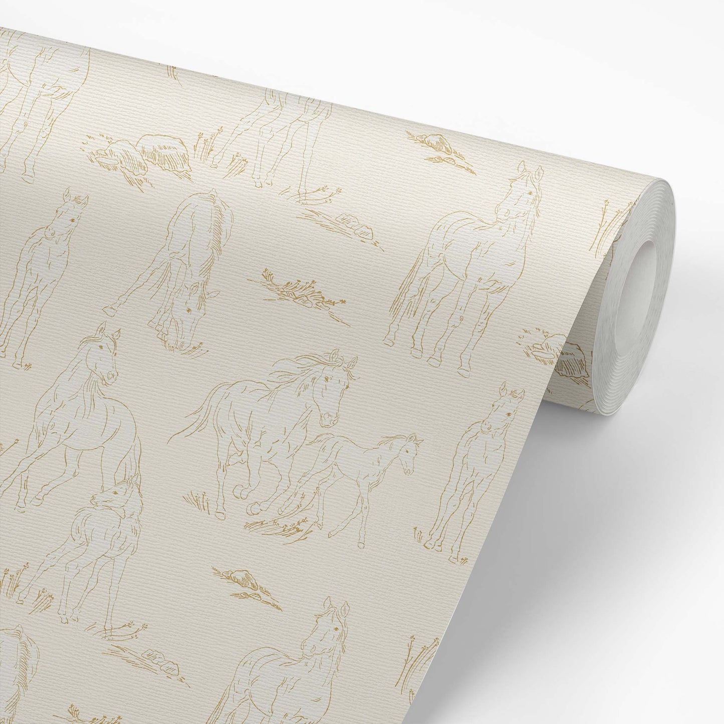 Vintage Charm Horses Wallpaper - Shell shown on a roll