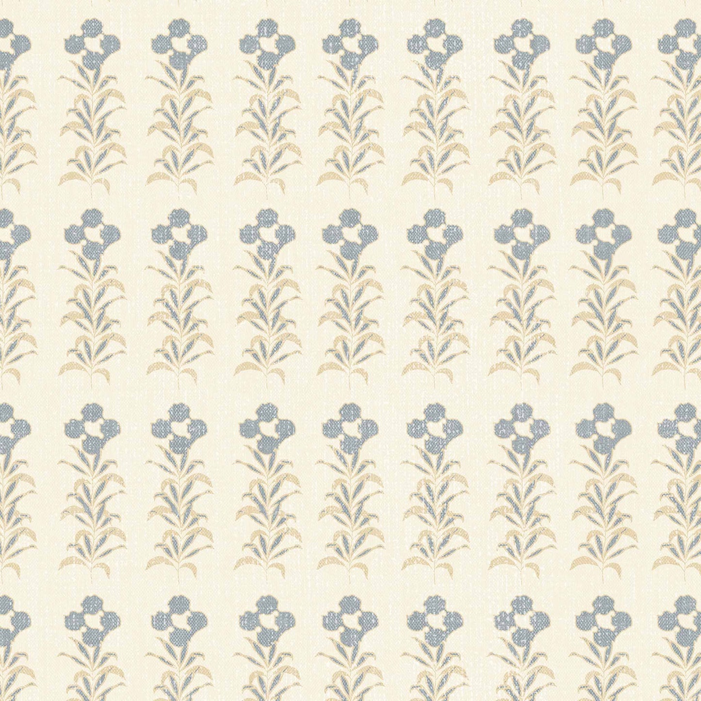 Stamped Garden Rows Wallpaper in Butter shown close up.