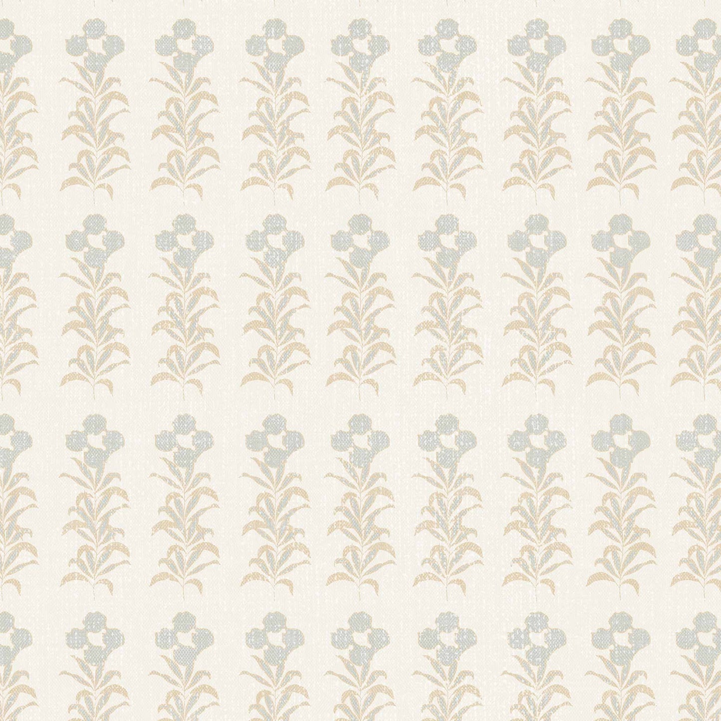 Stamped Garden Rows Wallpaper in Cream shown up close.