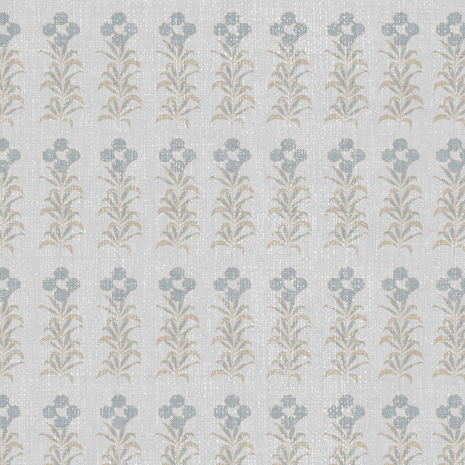 Stamped Garden Rows Wallpaper in French Blue shown up close.