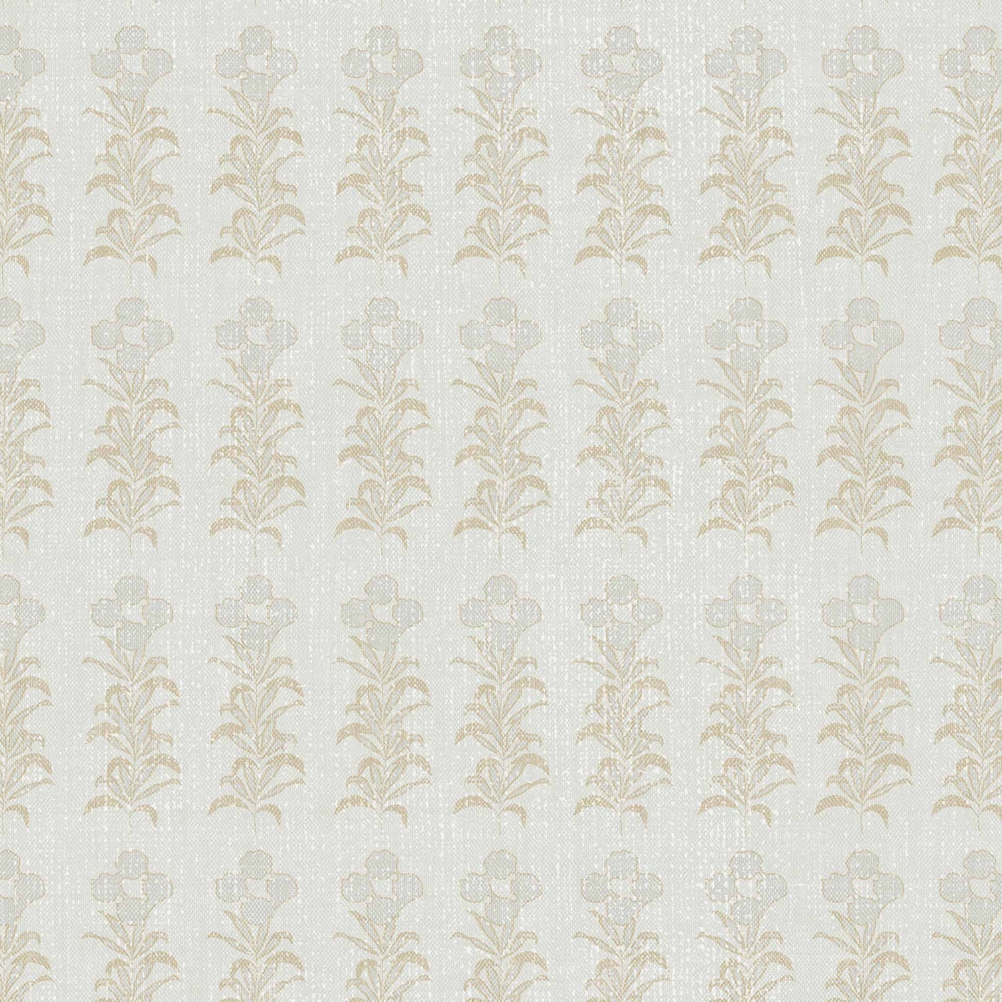 Stamped Garden Rows Wallpaper in Light Gray shown up close.
