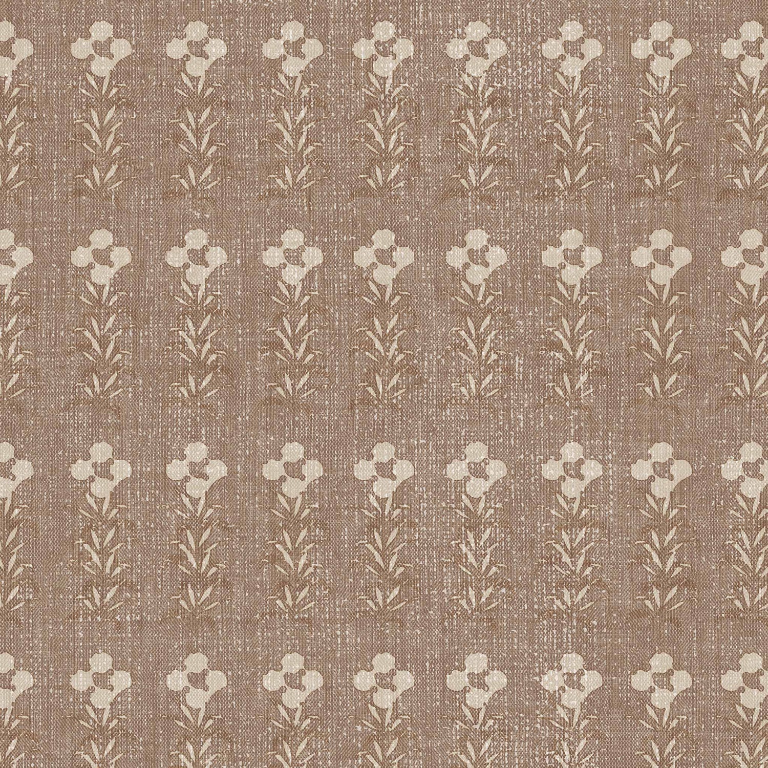 Stamped Garden Rows Wallpaper in Old Burgundy shown up close.