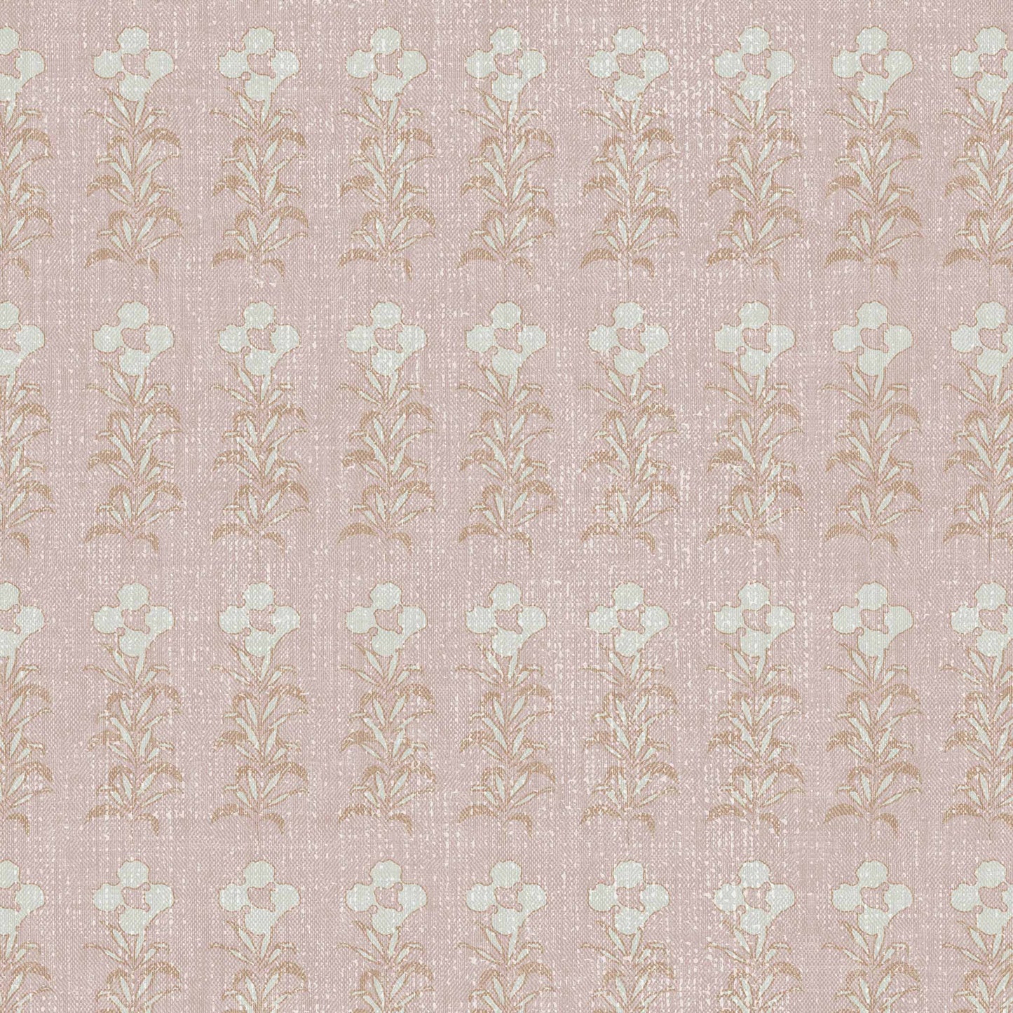Stamped Garden Rows Wallpaper in Rose shown up close.