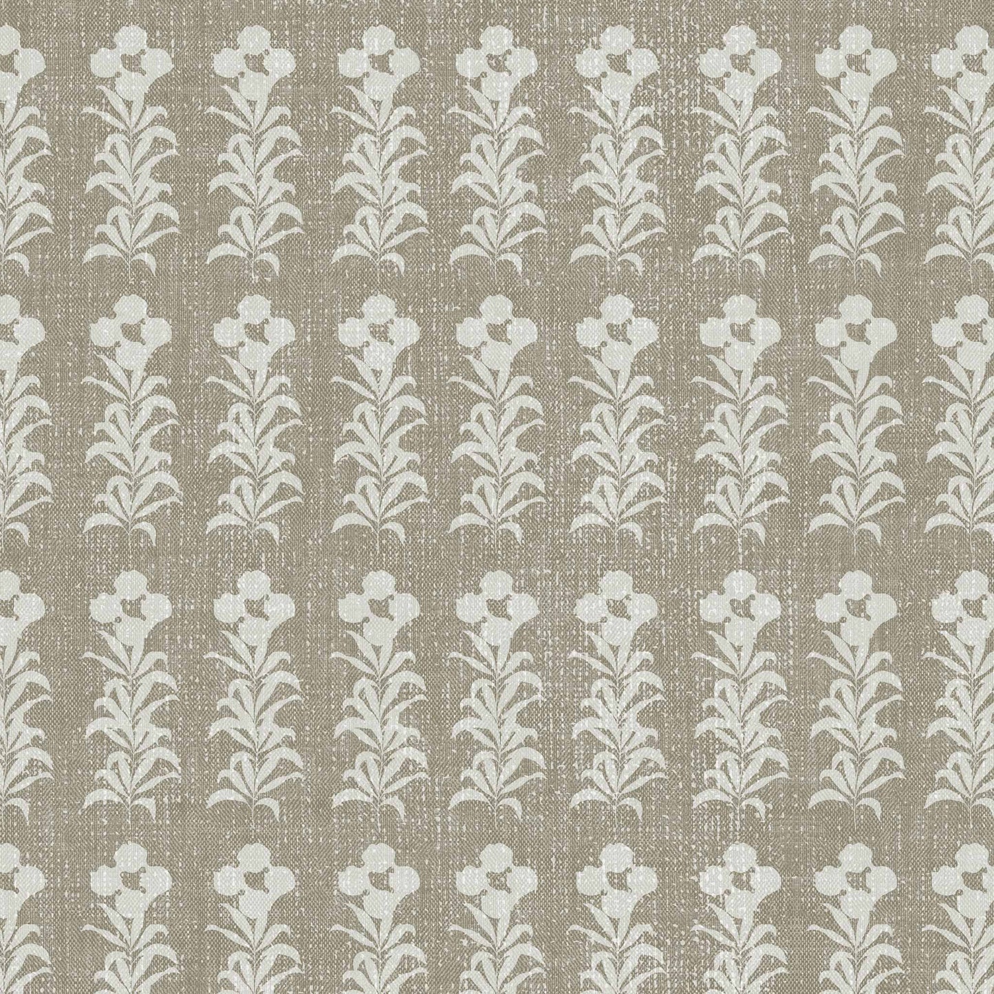 Stamped Garden Rows Wallpaper in Sage shown up close.