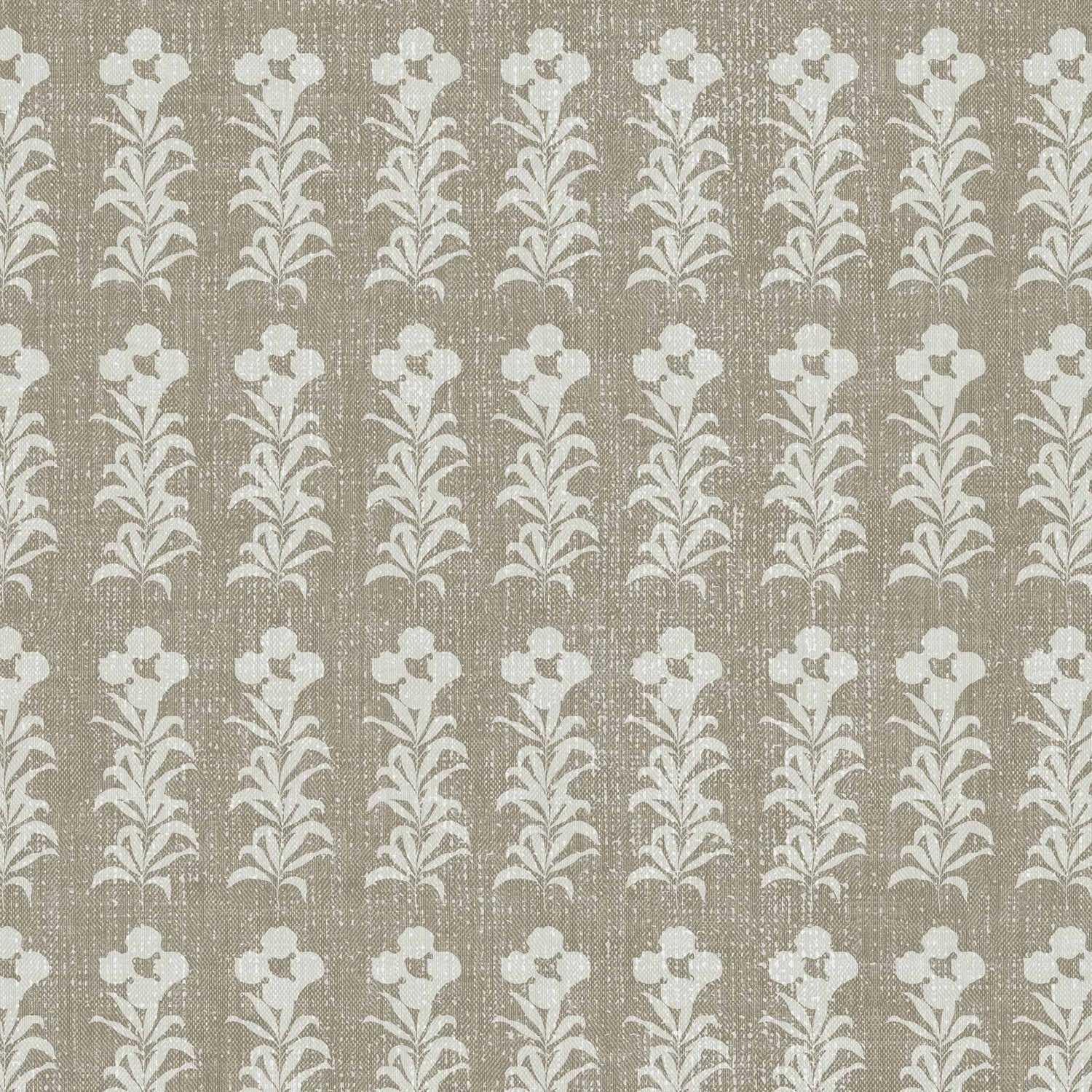 Stamped Garden Rows Wallpaper in Sage shown up close.