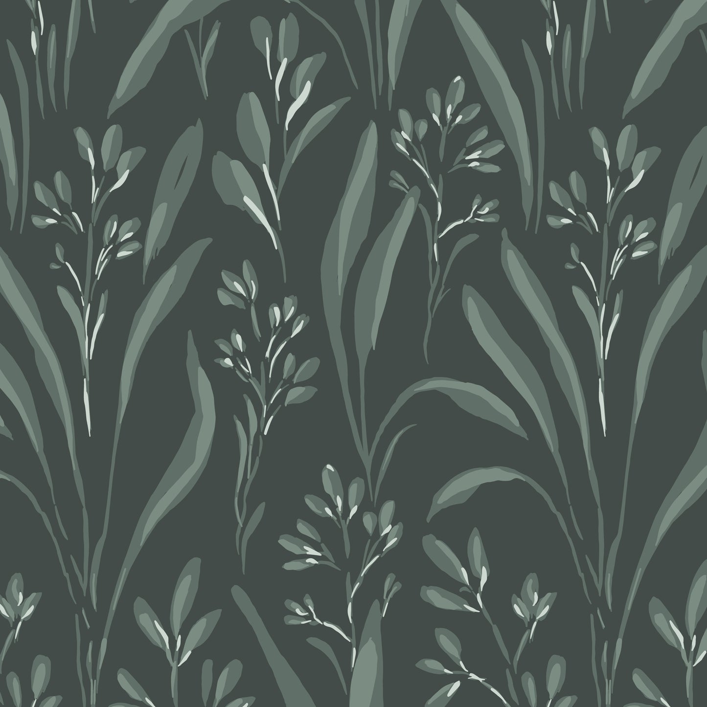 Vintage Grass Wallpaper in Deep Forest in a closeup view