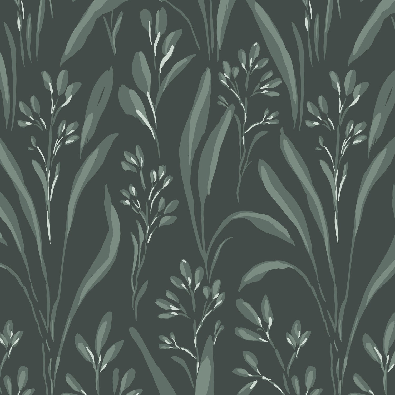 Vintage Grass Wallpaper in Deep Forest in a closeup view