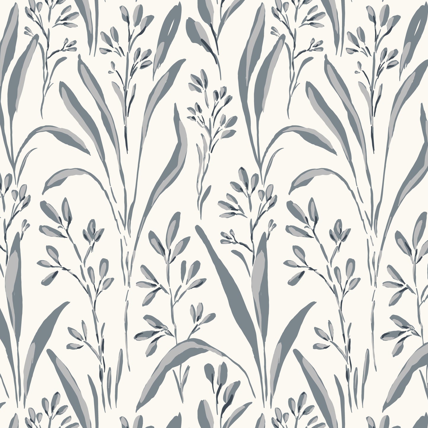Vintage Grass Wallpaper in Slate Blue in a closeup view