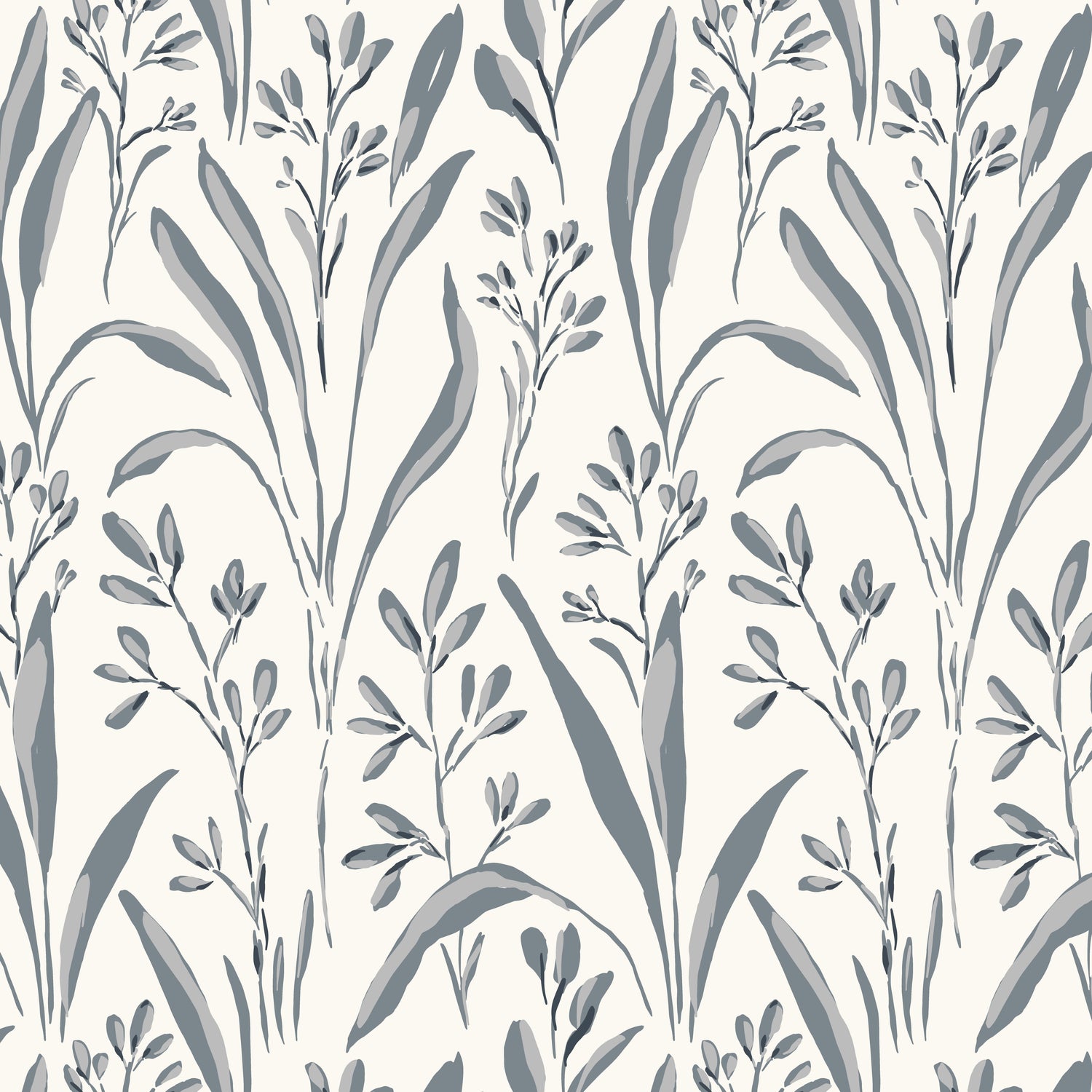 Vintage Grass Wallpaper in Slate Blue in a closeup view
