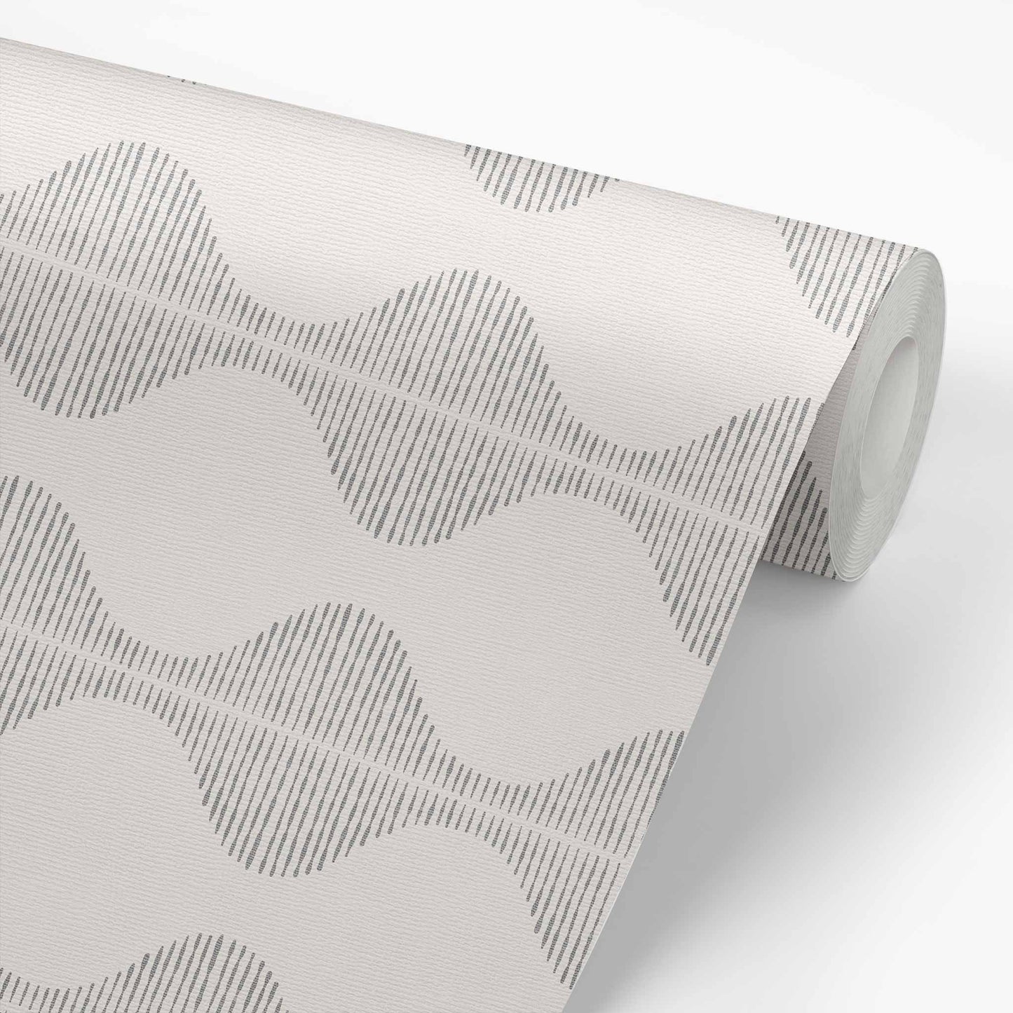 Bring a wave of modern beauty to any room with this stunning Wavy Line Art Wallpaper! The subtle gray on cream design is completely gorgeous and sure to make a statement in any space.