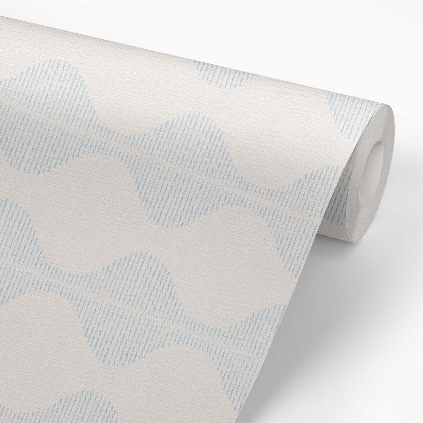Bring a wave of modern beauty to any room with this stunning Wavy Line Art Wallpaper! The subtle pale blue on cream design is completely gorgeous and sure to make a statement in any space.
