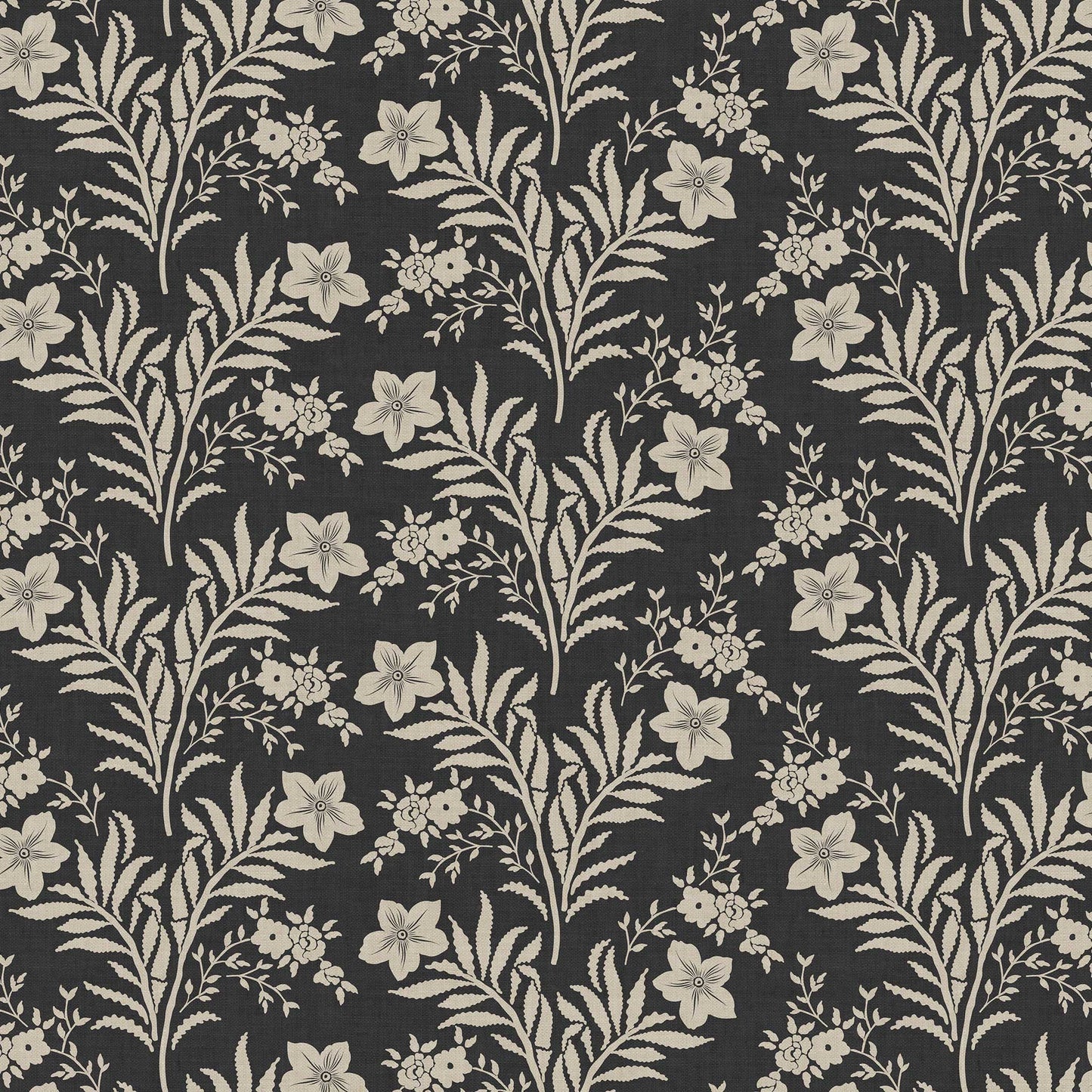 Closeup view of our Wildflower Vines Wallpaper in Ash