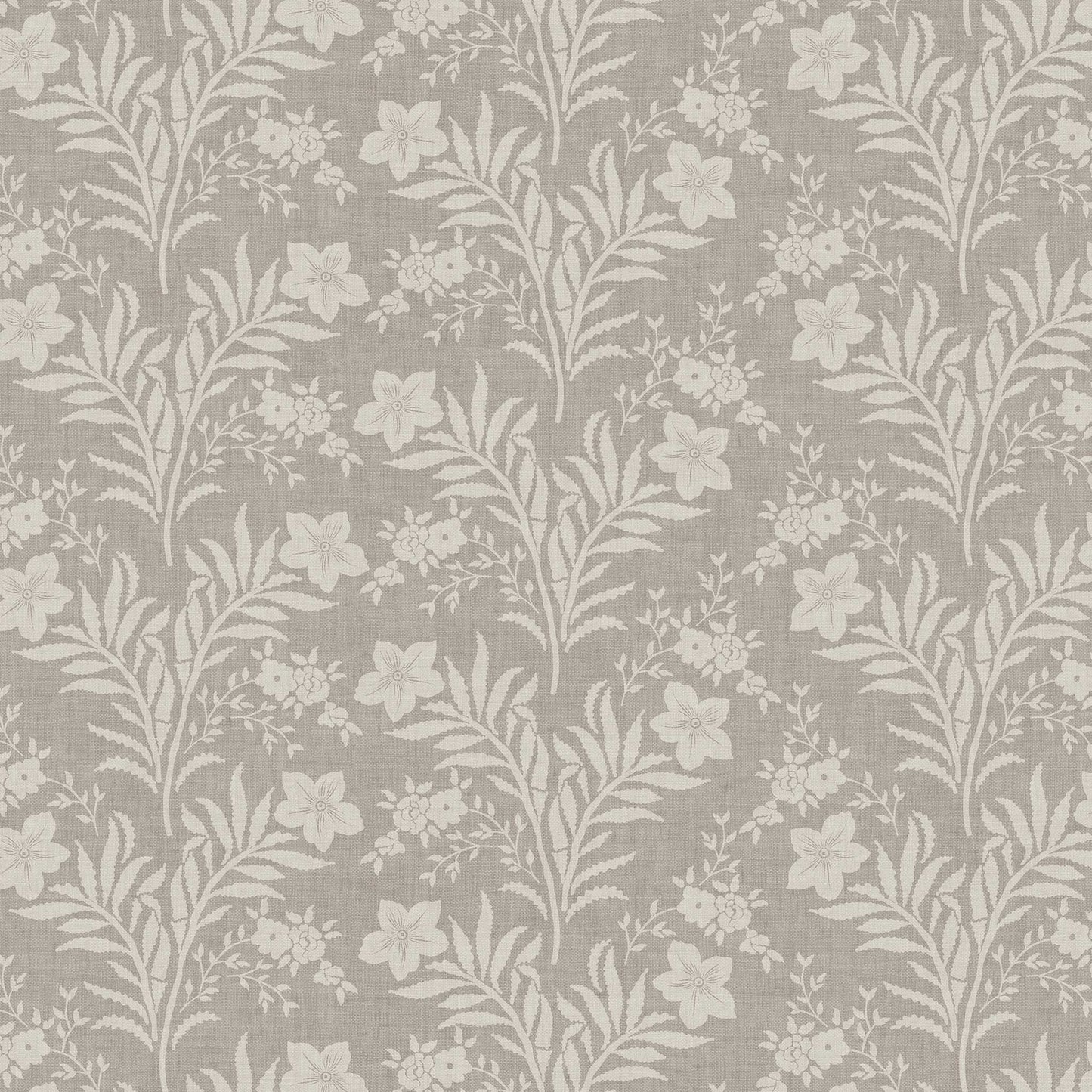 Wildflower Vines Wallpaper in Gray shown closeup.