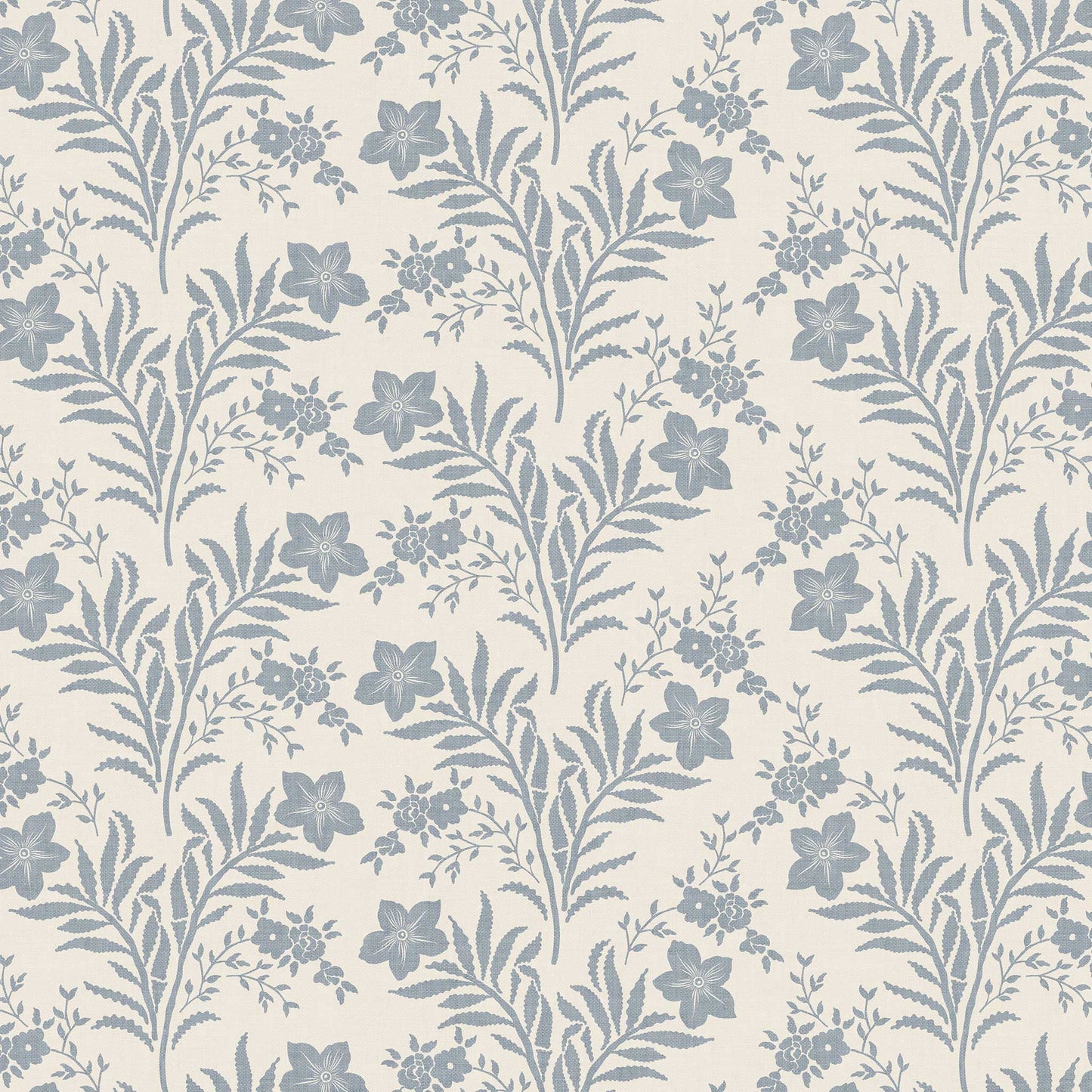 Closeup of our Wildflower Vines Wallpaper in Blue