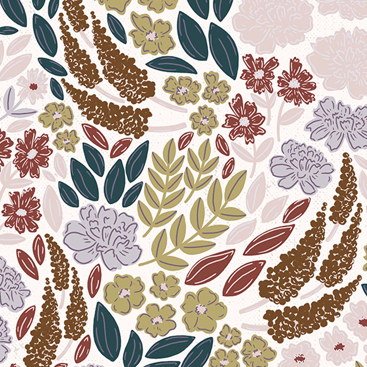 The stunning array of botanical and colorful wildflowers colors of pinks and purples shown zoomed in.