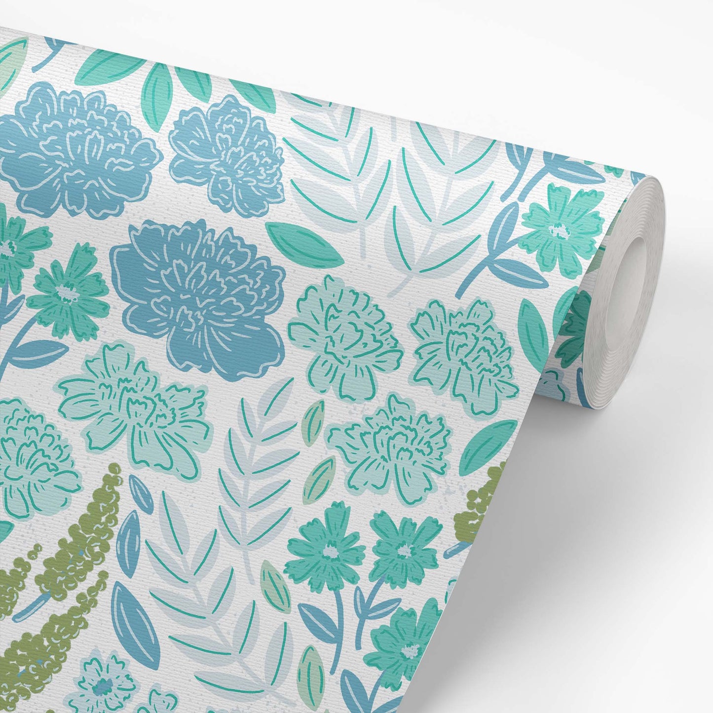 Wildflower Waltz Wallpaper - Wild Blue