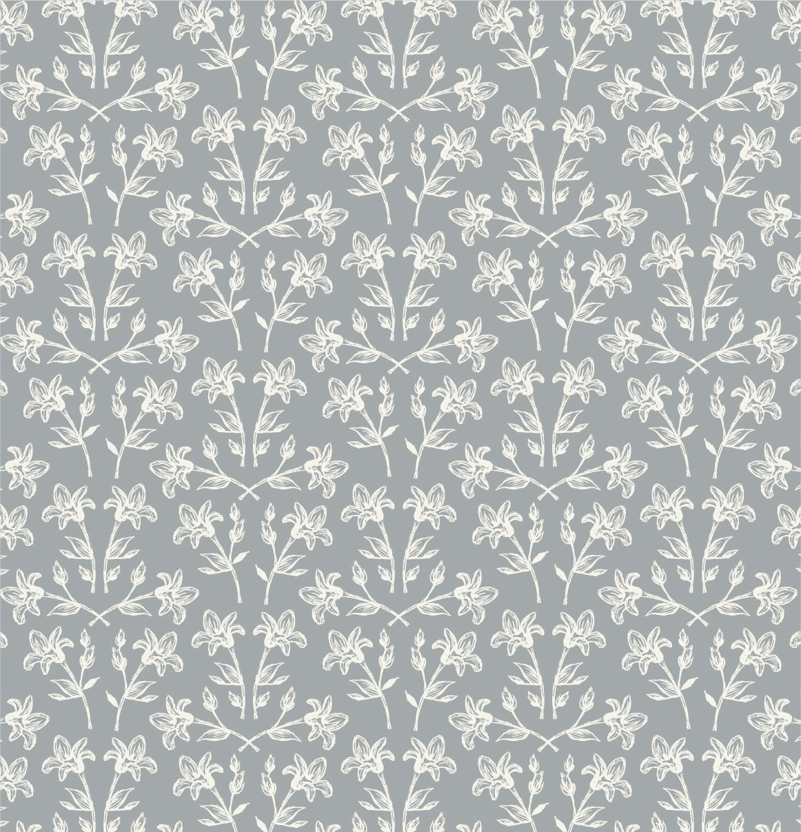 Cottage Florals in Denim shown up close.