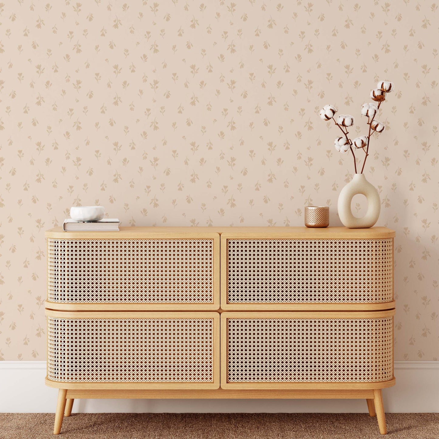 Bedroom featuring Cayla Naylor Annette-Dogwood Peel and Stick Wallpaper - a floral pattern