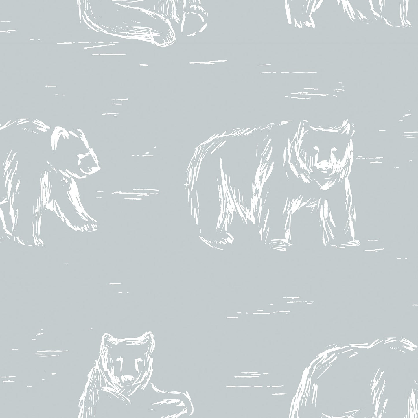 Bears Wallpaper - Baby Blue