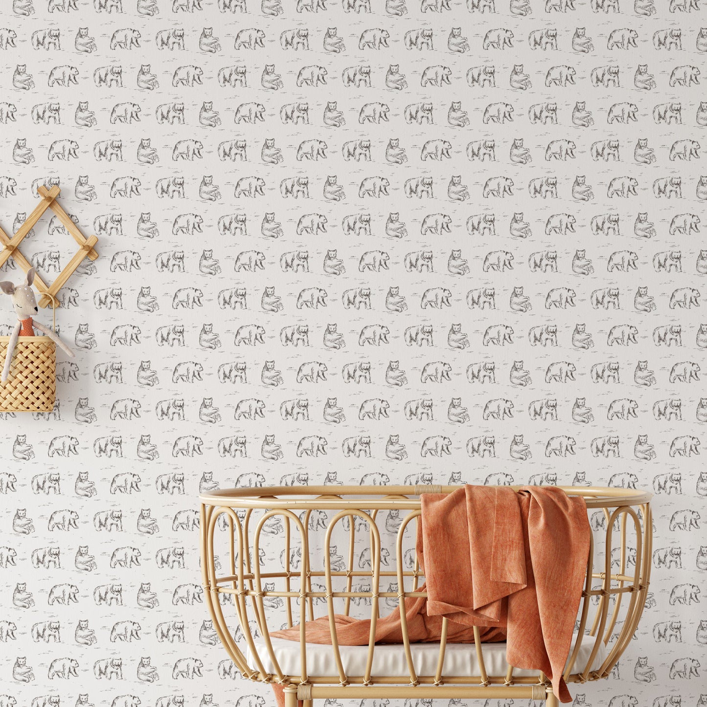 Bears Wallpaper - Brown and Cream