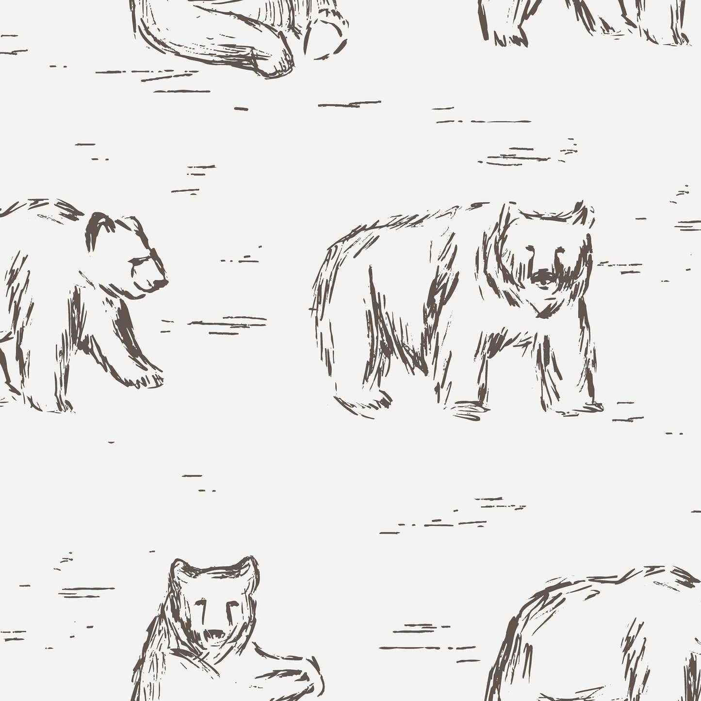 Bears Wallpaper - Brown and Cream