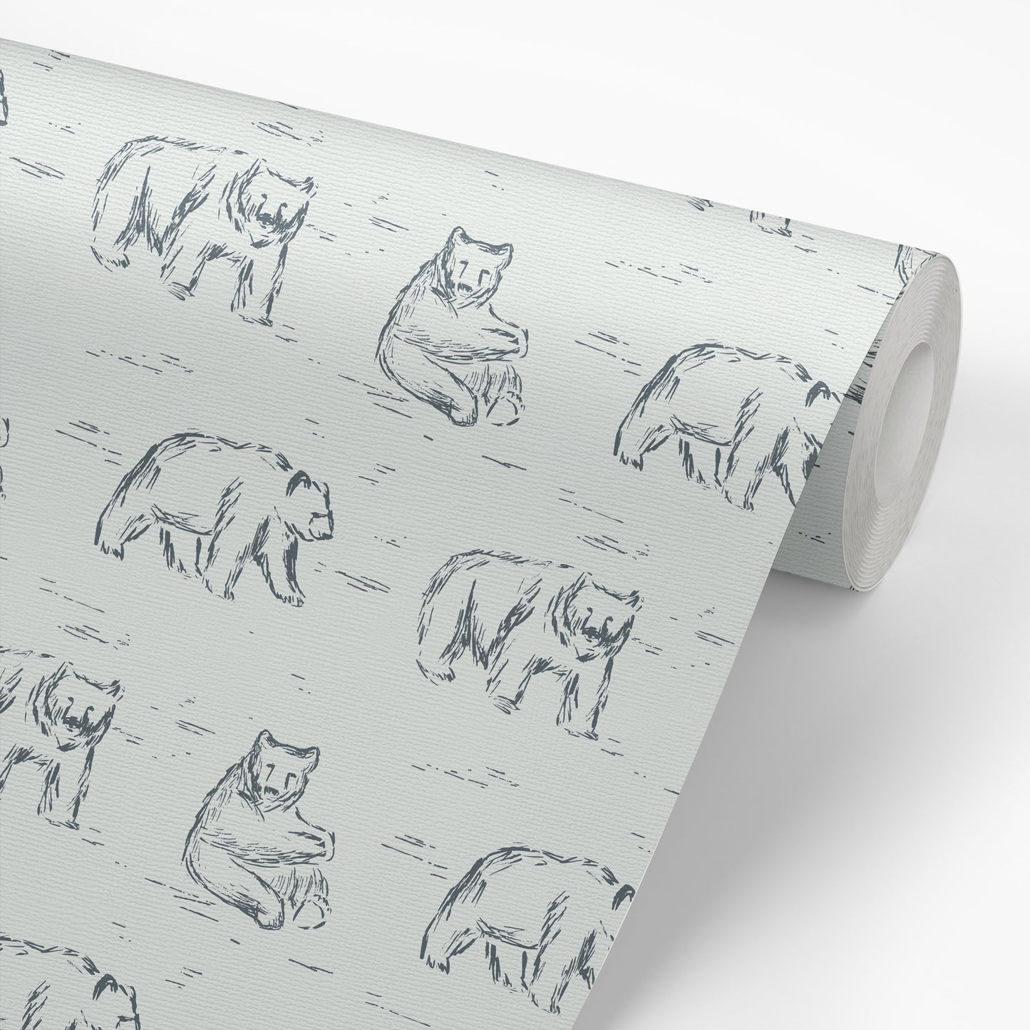 Bears Wallpaper - Muted Blue