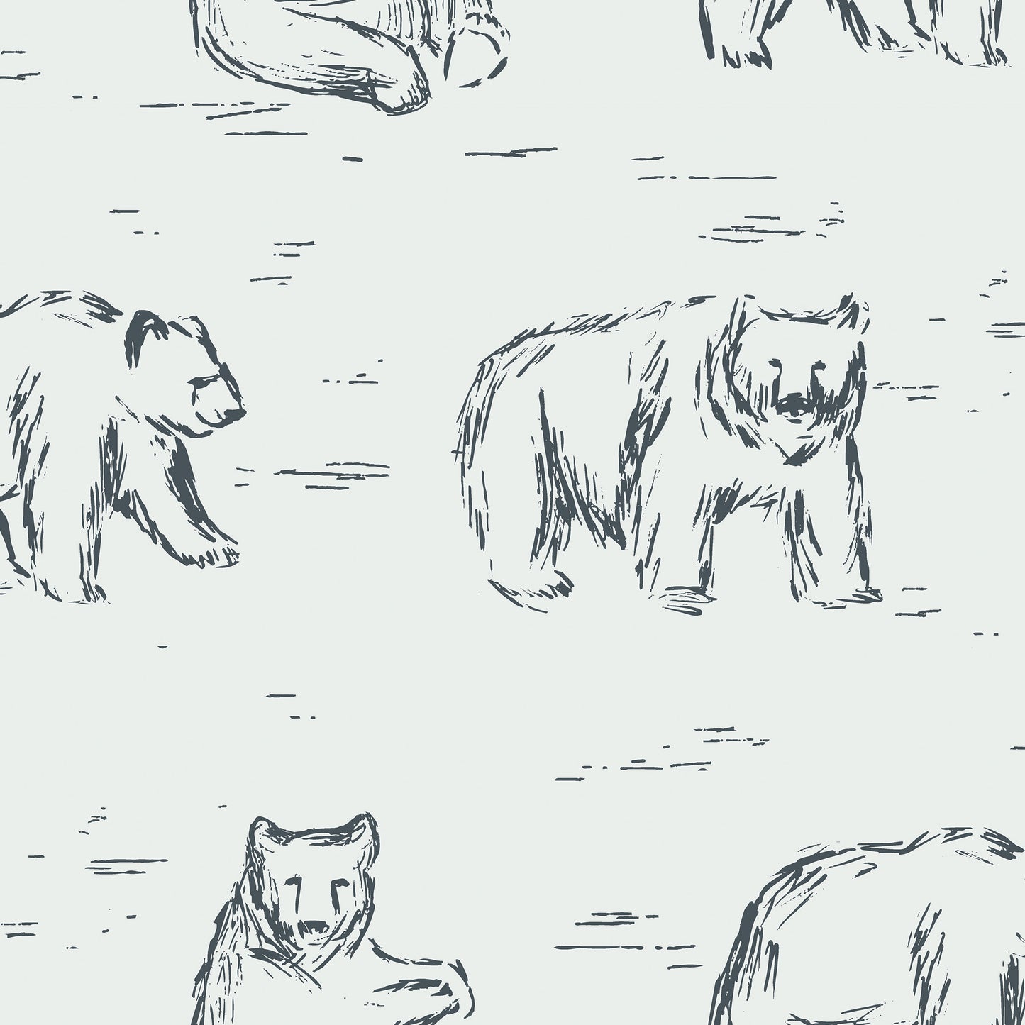 Bears Wallpaper - Muted Blue