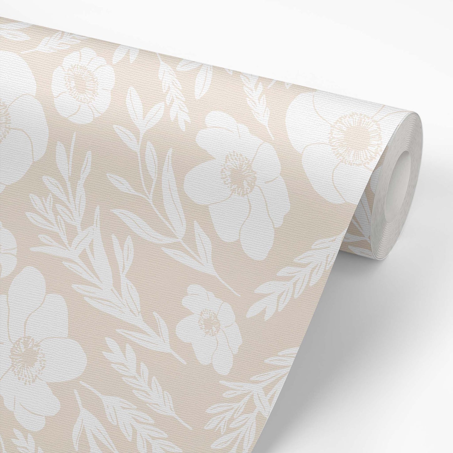Winter Poppies Wallpaper - Cream