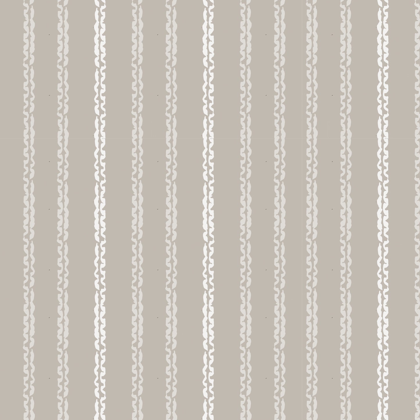 Close up featuring Clea peel-and-stick wallpaper in clay by Jackie O'Bosky. Taupe and cream vertical stripes.
