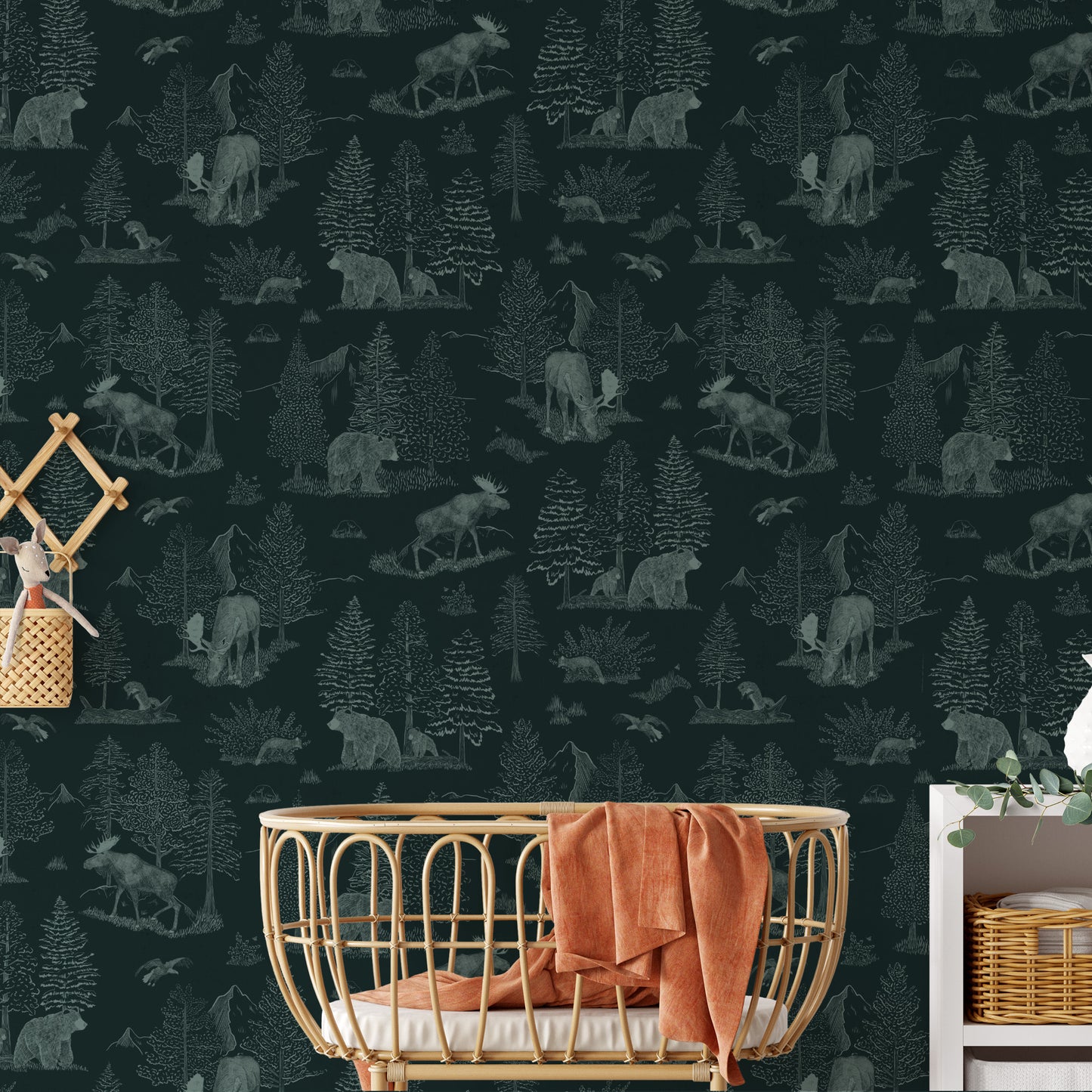 Bedroom featuring Cayla Naylor Denali- Bering Peel and Stick Wallpaper - a nature inspired pattern
