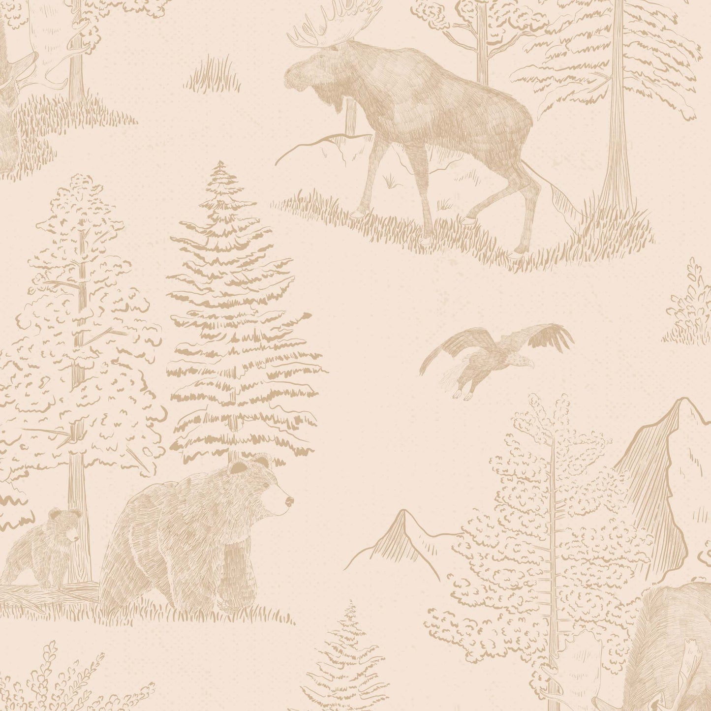 Close up featuring Cayla Naylor Denali-Dogwood Peel and Stick Wallpaper - a nature inspired pattern
