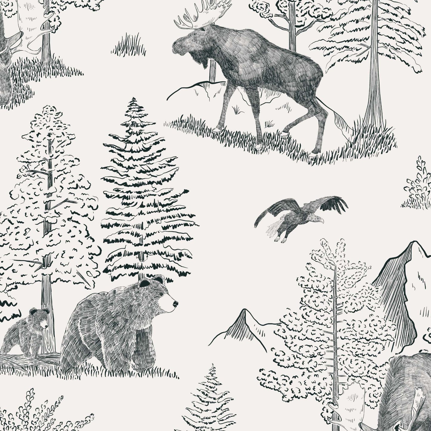 Close up featuring Cayla Naylor Denali- Snow Peel and Stick Wallpaper - a nature inspired pattern